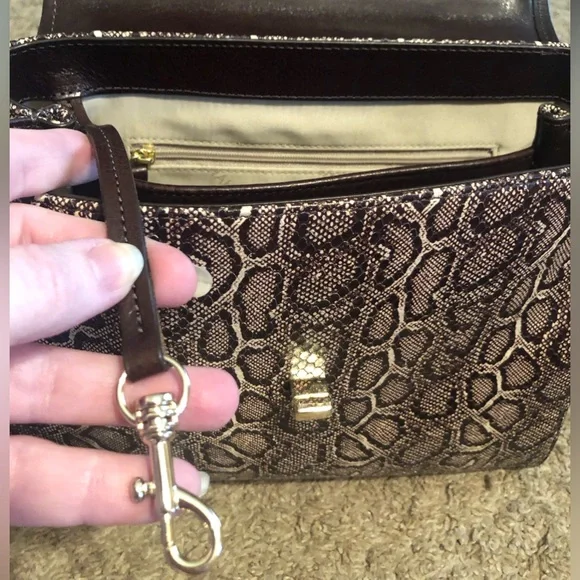 NWT-Brahmin-Rene-Expresso Caswell Satchel-Non Melbourne Croc-Mini Python-$395 - Picture 8 of 16